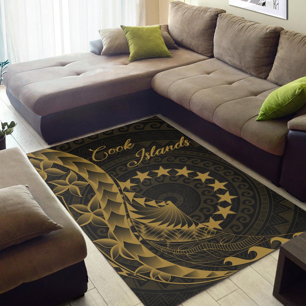 Cook Islandss Area Rug - Polynesian Pattern Style Gold Color