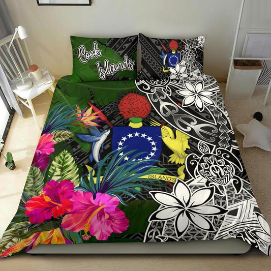 Cook Islands Bedding Set - Turtle Plumeria Banana Leaf