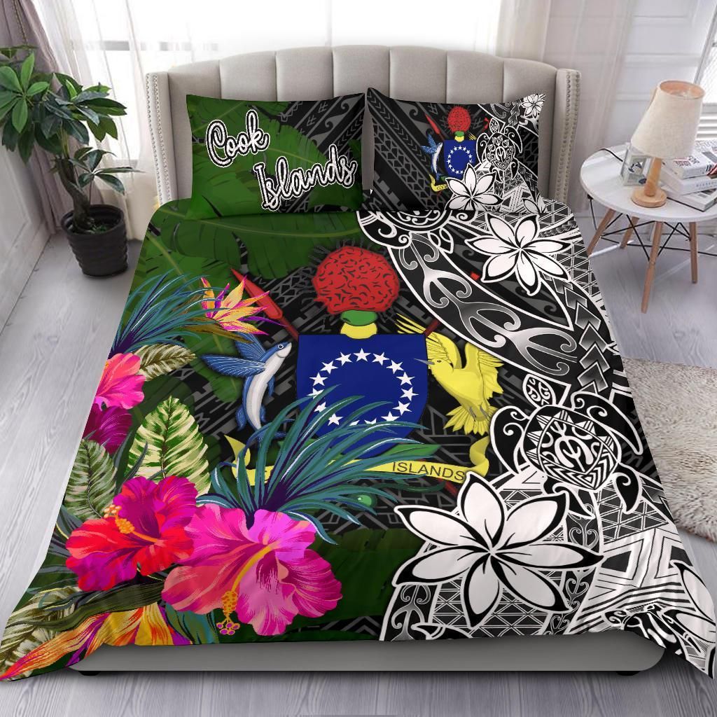 Cook Islands Bedding Set - Turtle Plumeria Banana Leaf