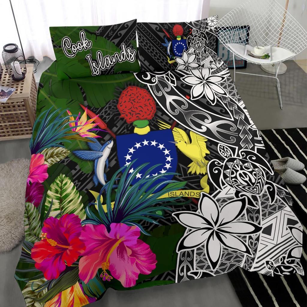 Cook Islands Bedding Set - Turtle Plumeria Banana Leaf