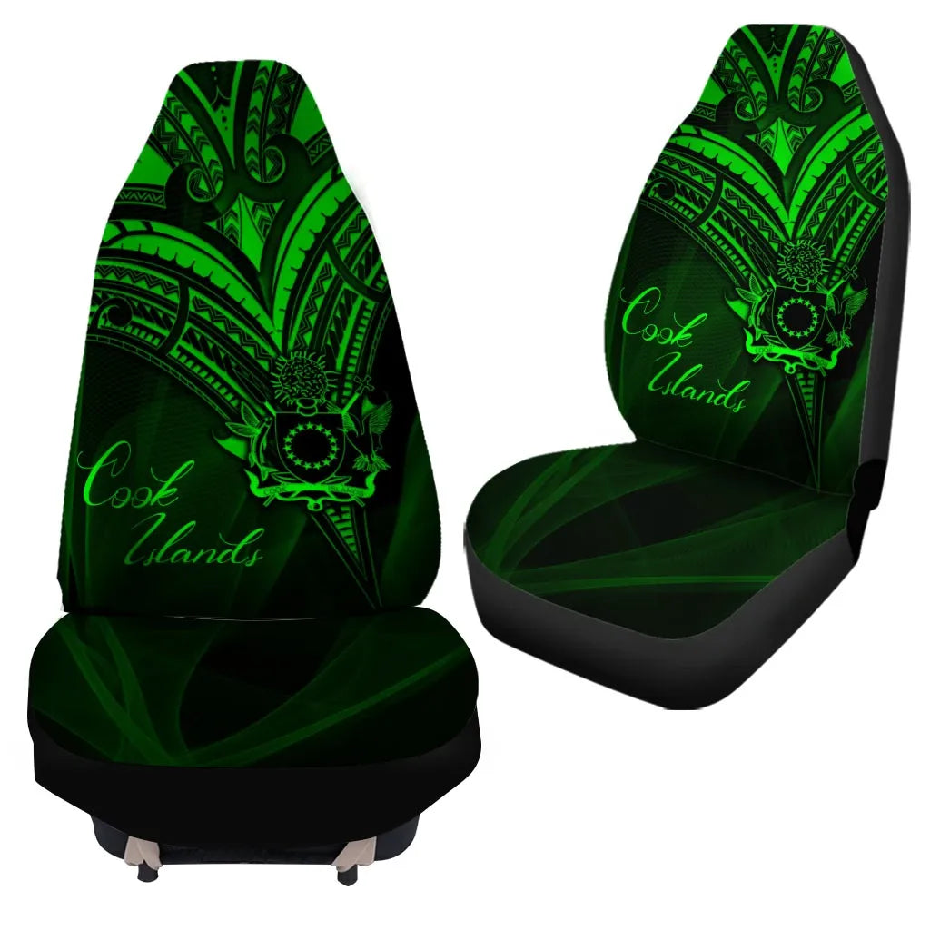 Cook Islands Car Seat Cover - Green Color Cross Style