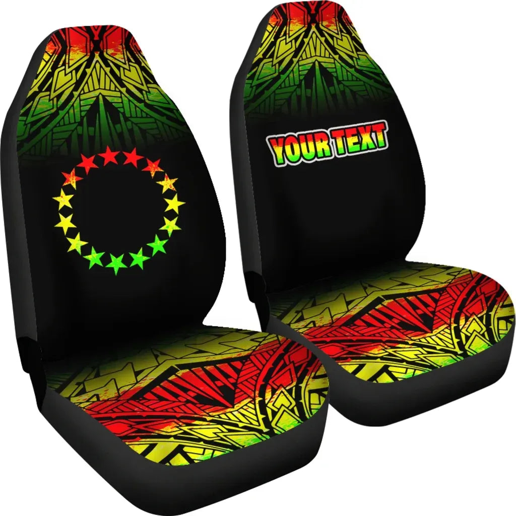 Cook Islands Custom Personalised Car Seat Covers - Cook Islands Flag Fog Reggae Style
