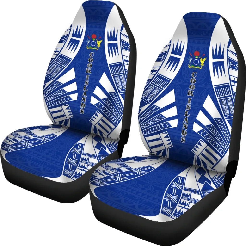 Cook Islands Car Seat Covers - Cook Islands Coat Of Arms Polynesian Tattoo Flag