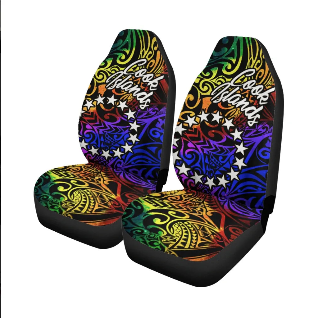 Cook Islands Car Seat Covers - Rainbow Polynesian Pattern