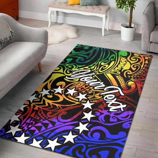 Cook Islandss Custom Personalised Area Rug - Rainbow Polynesian Pattern