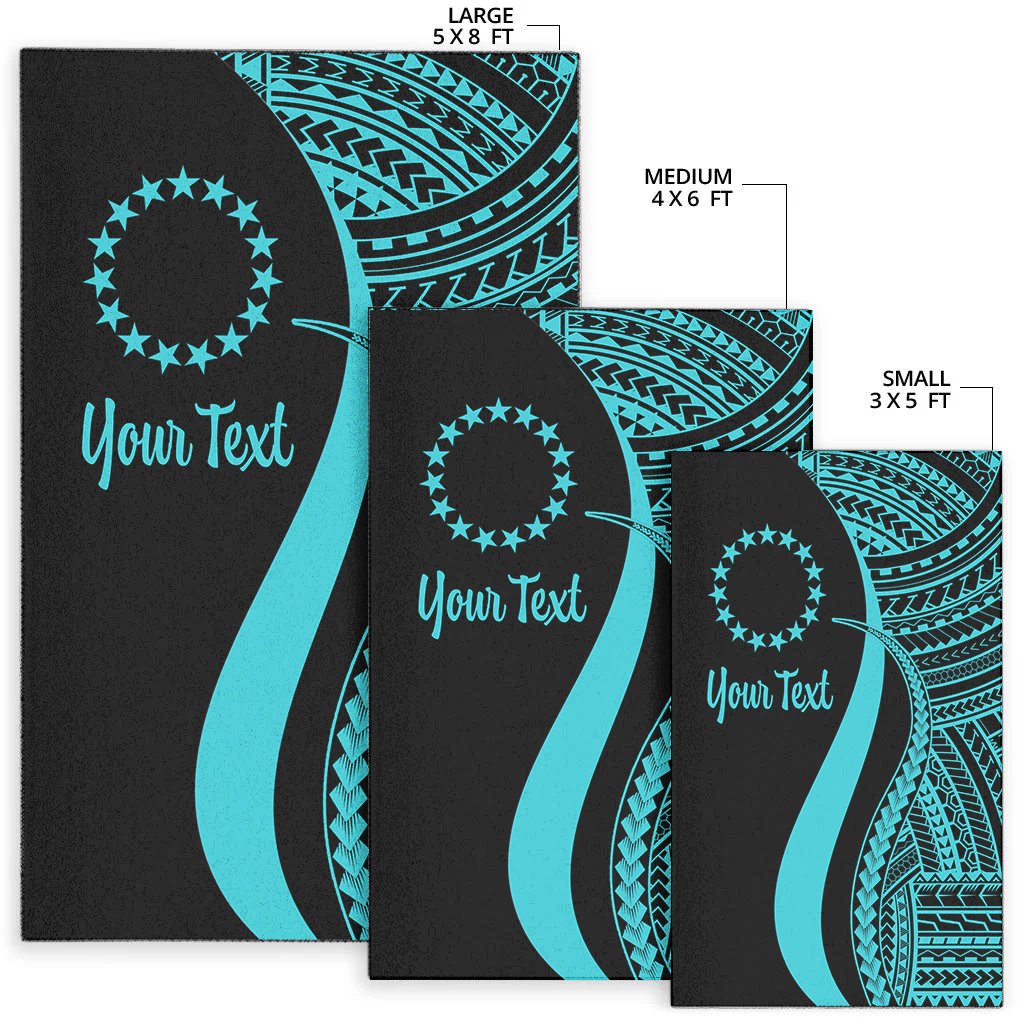 Cook Islands Custom Personalised Area Rug - Turquoise Polynesian Tentacle Tribal Pattern