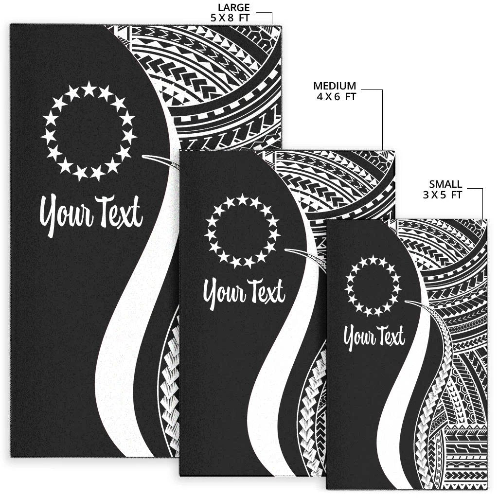 Cook Islands Custom Personalised Area Rug - White Polynesian Tentacle Tribal Pattern