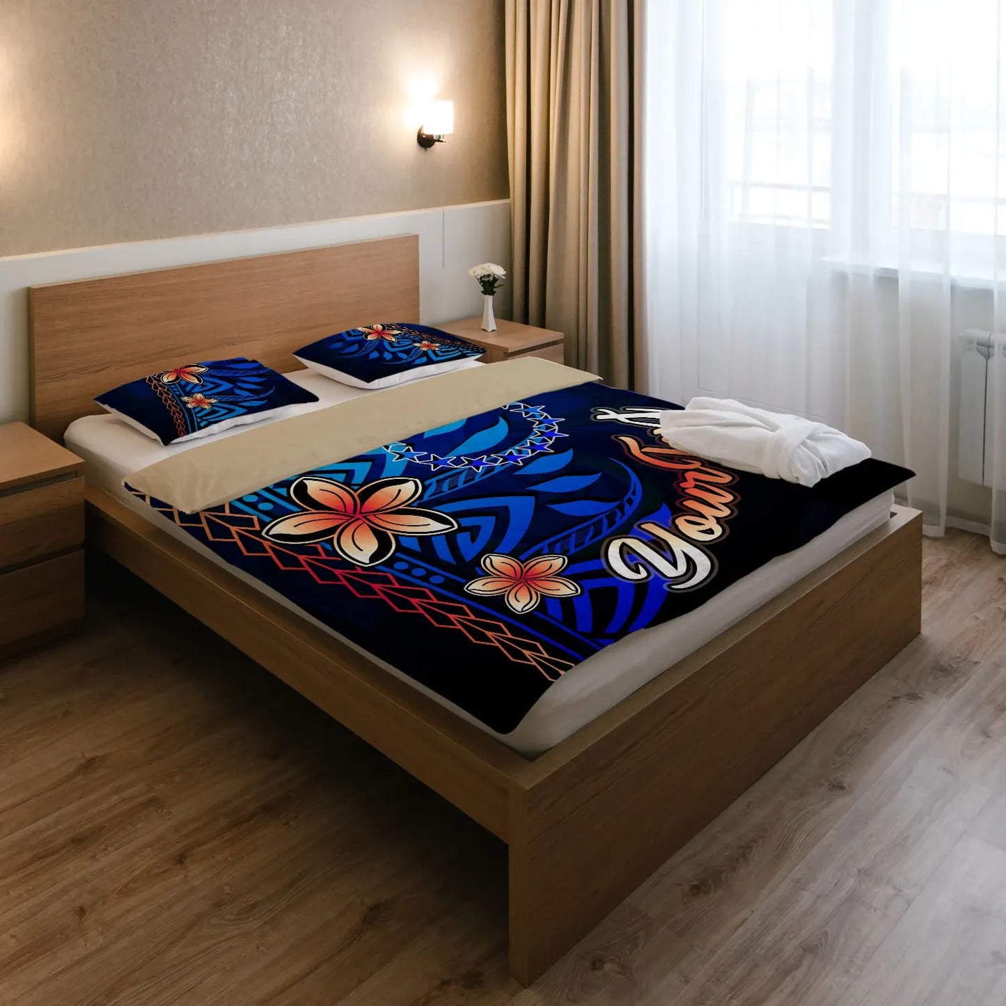 Cook Islands Custom Personalised Bedding Set - Vintage Tribal Mountain