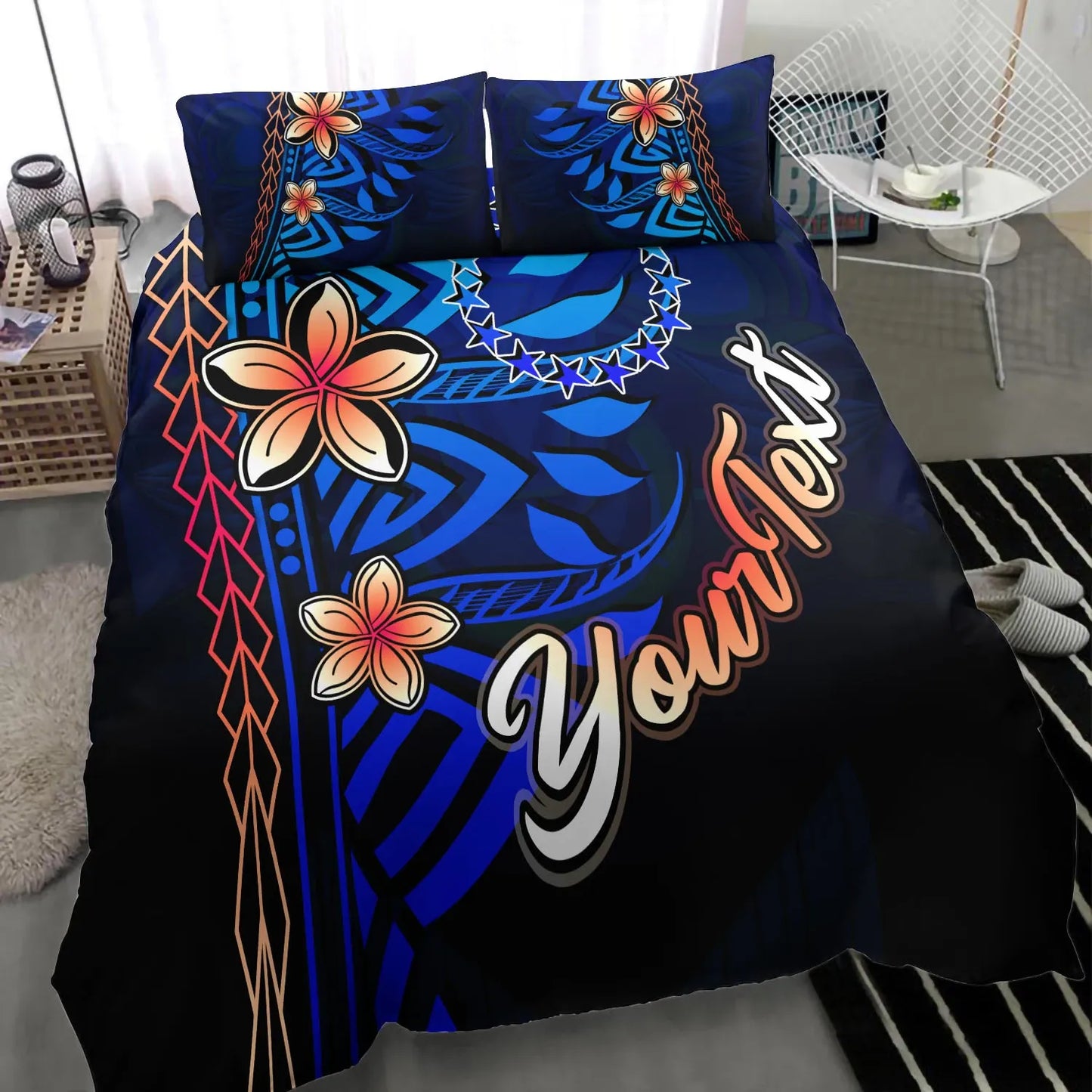 Cook Islands Custom Personalised Bedding Set - Vintage Tribal Mountain