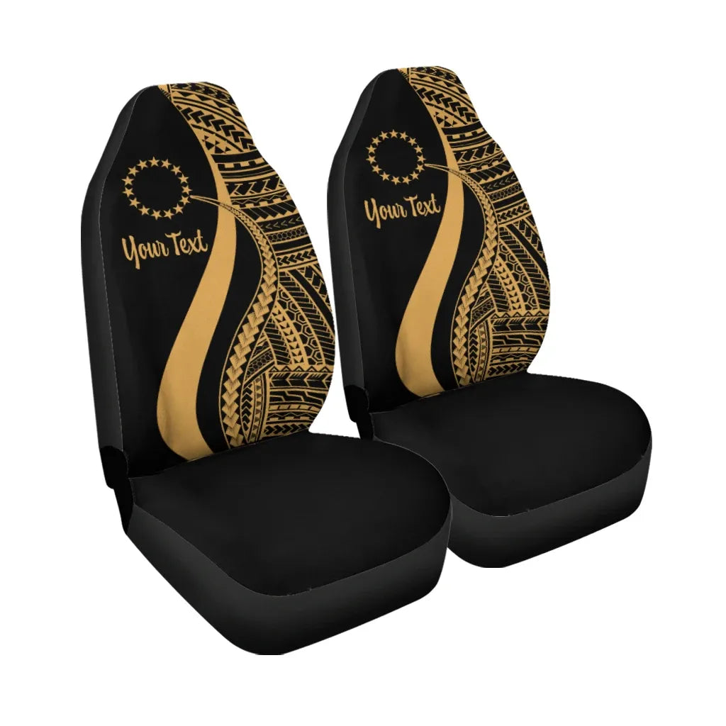 Cook Islands Custom Personalised Car Seat Covers - Gold Polynesian Tentacle Tribal Pattern