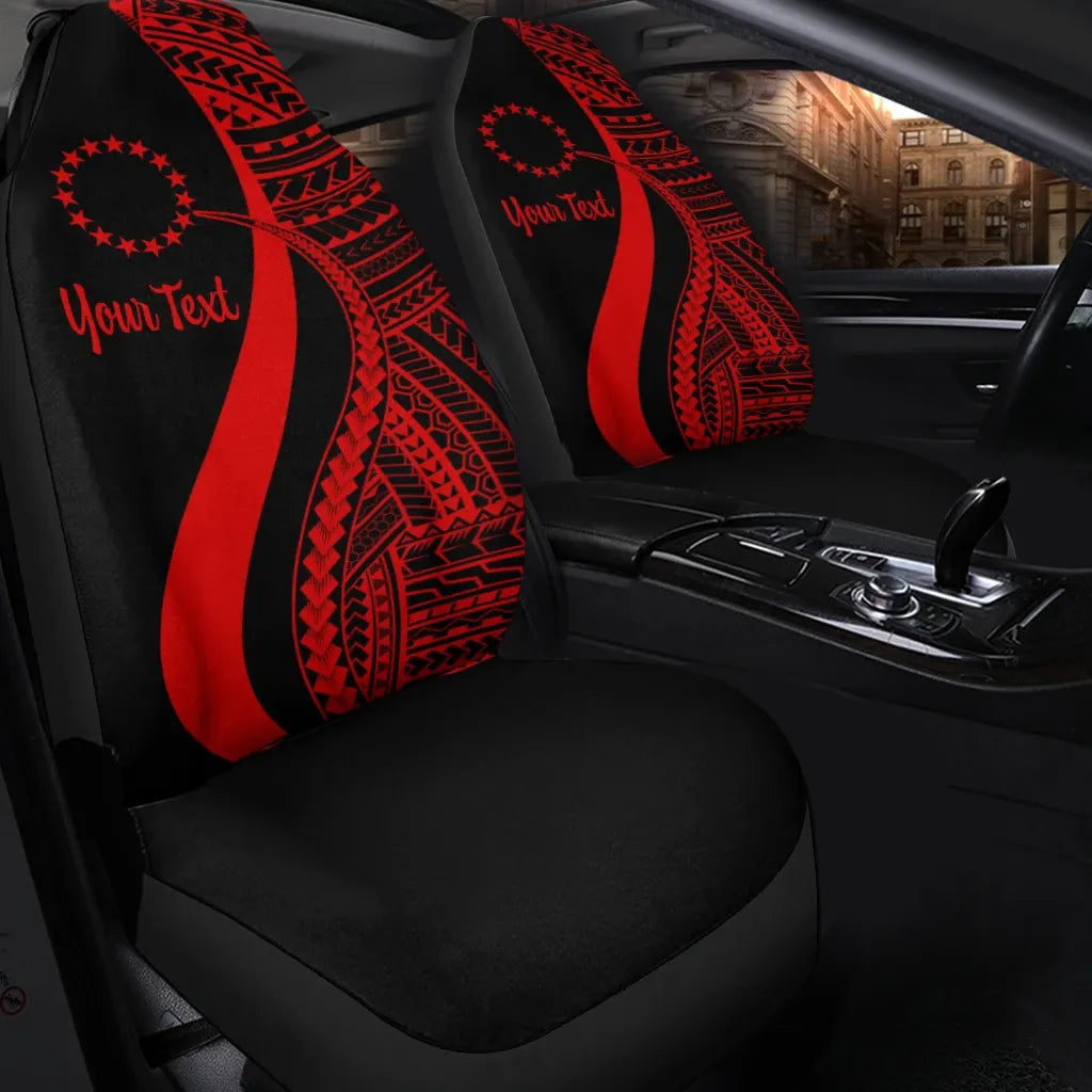 Cook Islands Custom Personalised Car Seat Covers - Red Polynesian Tentacle Tribal Pattern