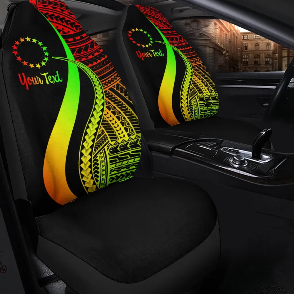 Cook Islands Custom Personalised Car Seat Covers - Reggae Polynesian Tentacle Tribal Pattern