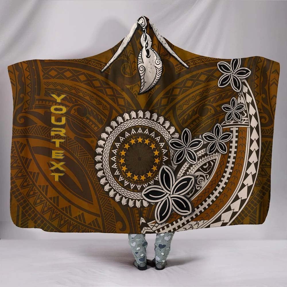 Cook Islands Custom Personalised Hooded Blankets - Polynesian Boar Tusk
