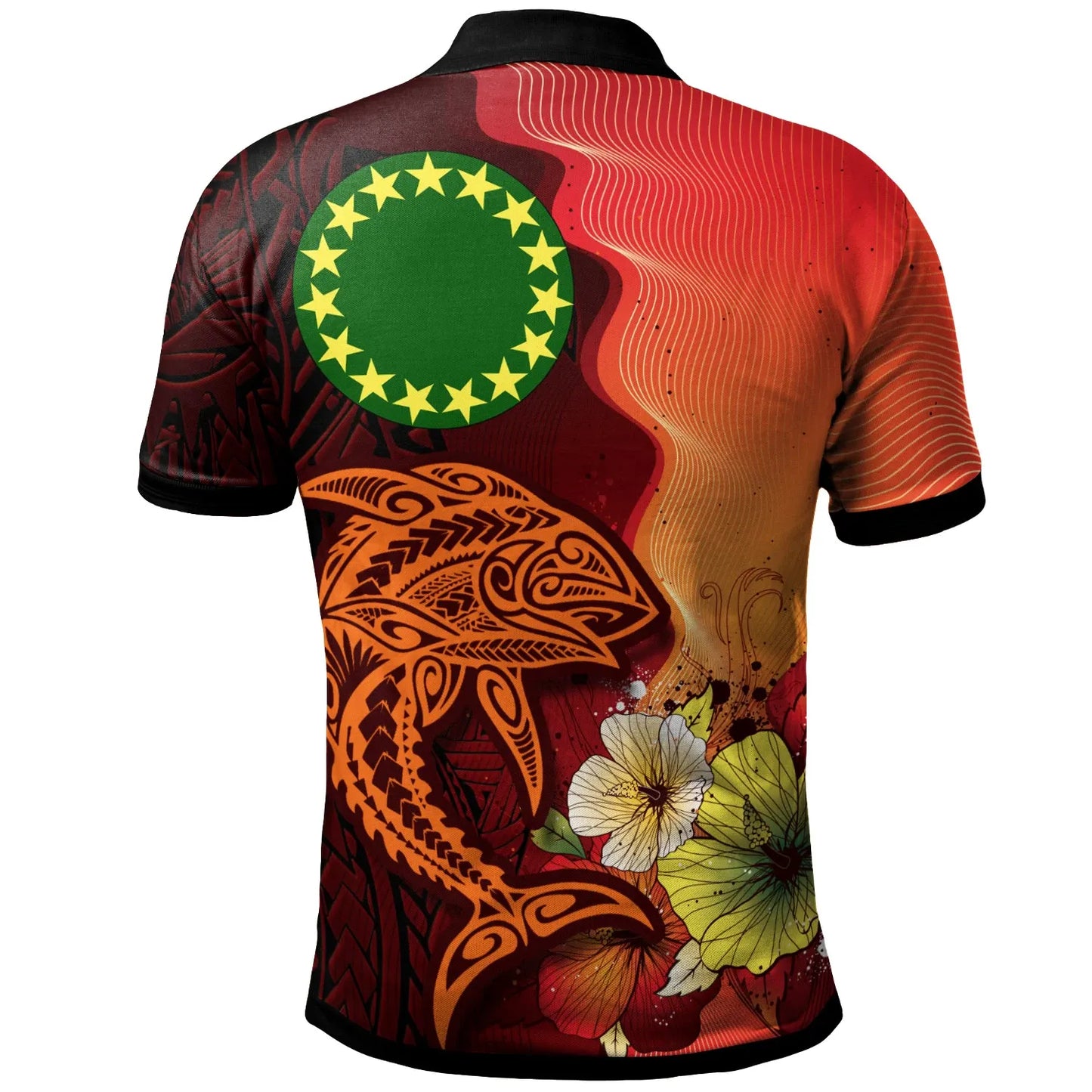 Cook Islands Custom Personalised Polo Shirt- Tribal Tuna Fish