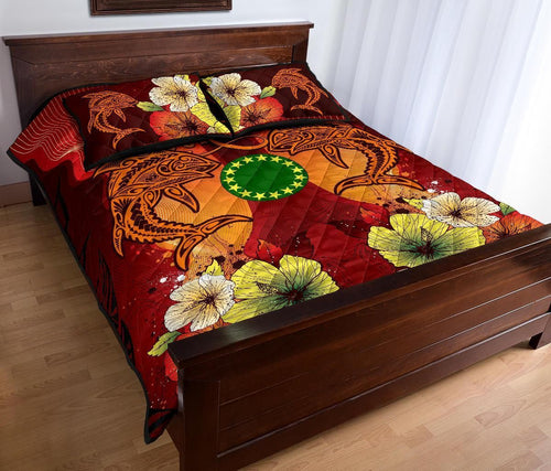 Cook Islands Custom Personalised Quilt Bed Sets - Tribal Tuna Fish