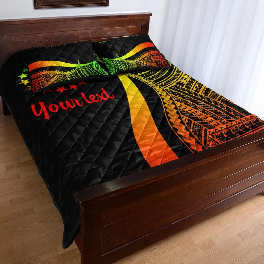 Cook Islands Custom Personalised Quilt Bed Set - Reggae Polynesian Tentacle Tribal Pattern