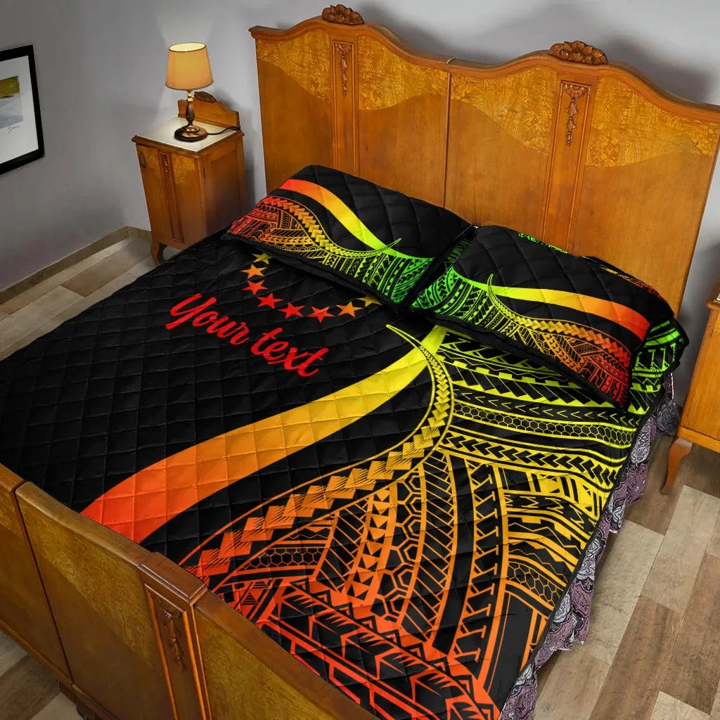 Cook Islands Custom Personalised Quilt Bed Set - Reggae Polynesian Tentacle Tribal Pattern