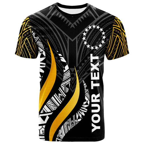 Cook Islands Custom Personalised T- Shirt - Cook Islands Strong Fire Pattern Gold