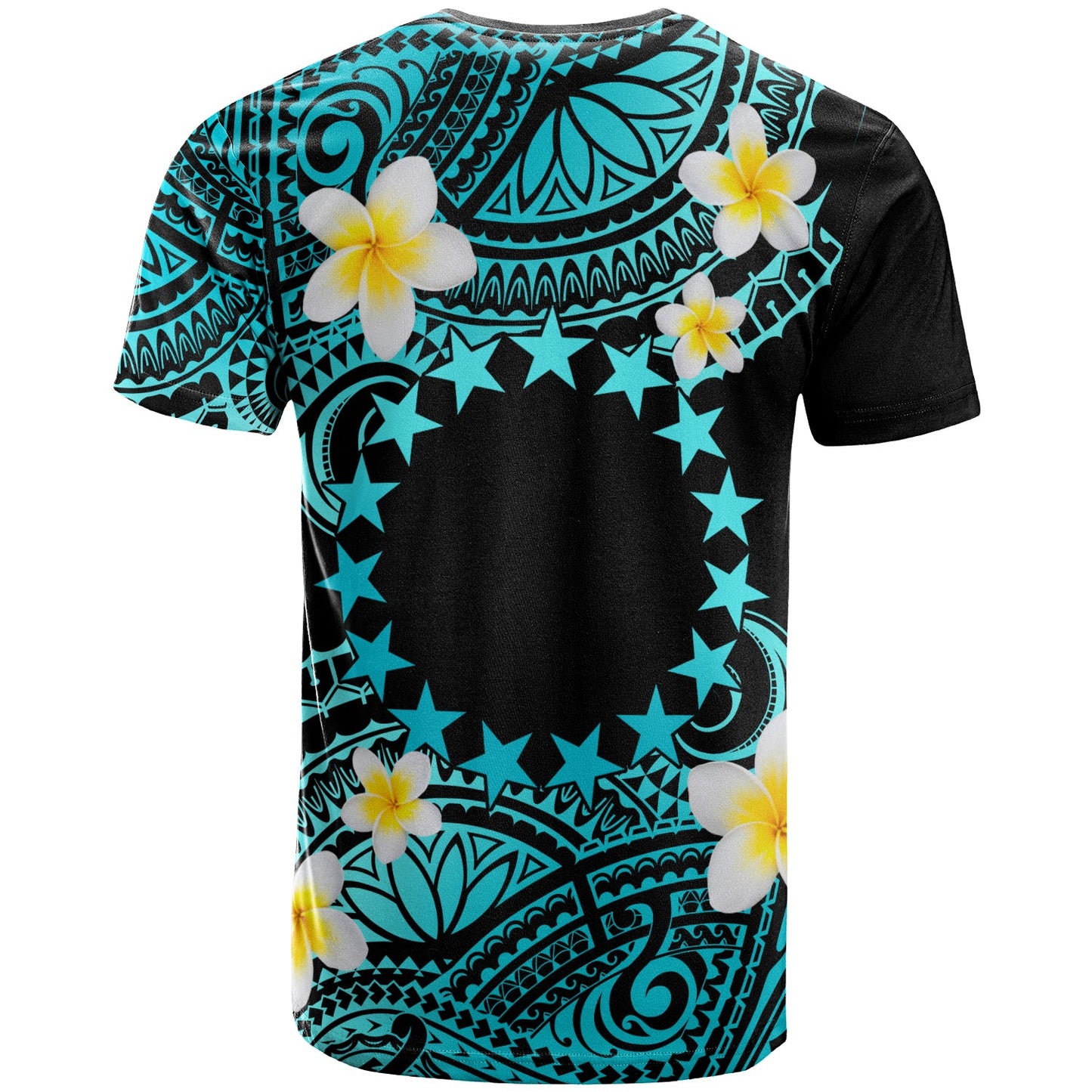 Cook Islands Custom Personalised T-Shirt - Plumeria Polynesian Vibe Turquoise