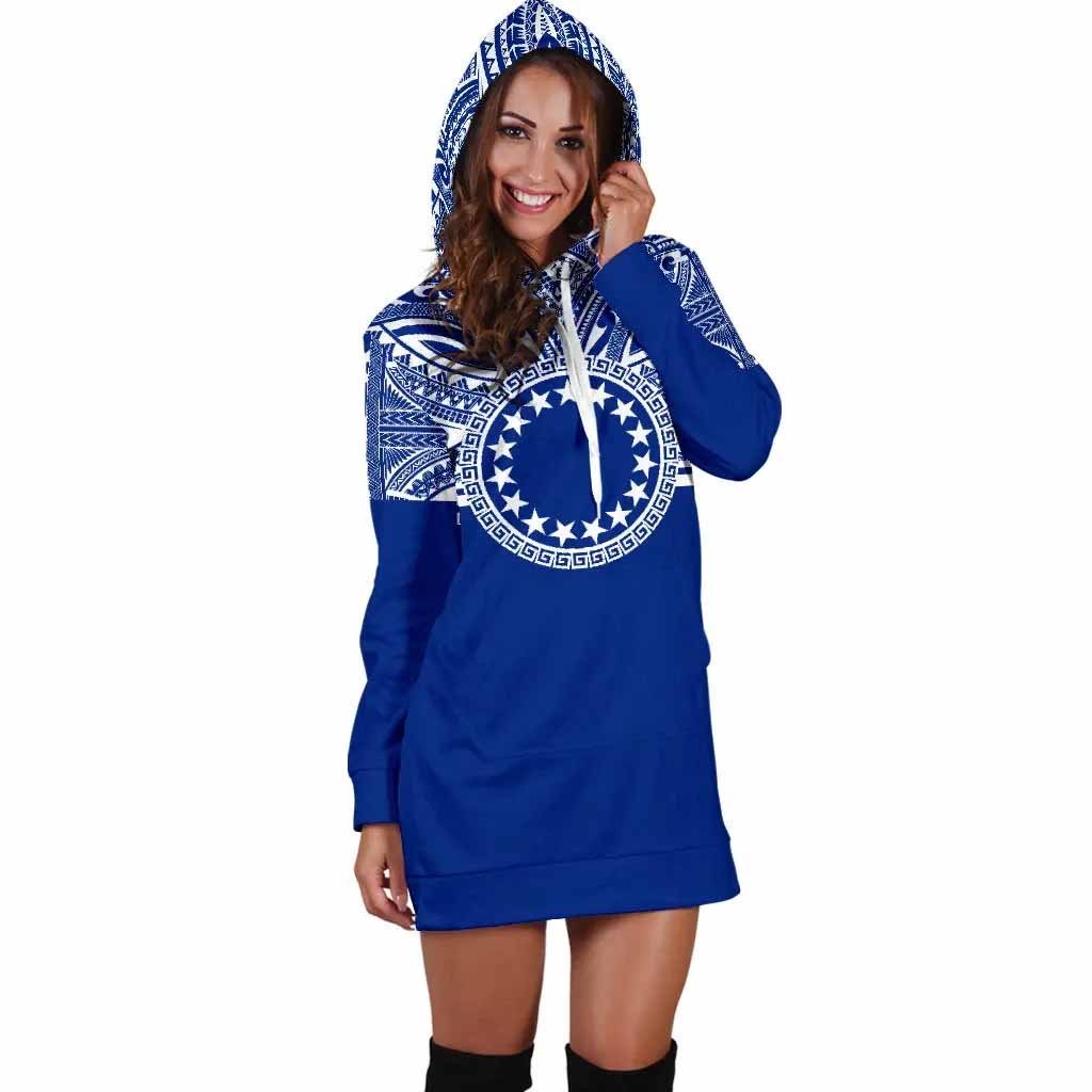Cook Islands Female Hoodie Dress - Cook Islands Coat Of Arms Polynesian Flag Color