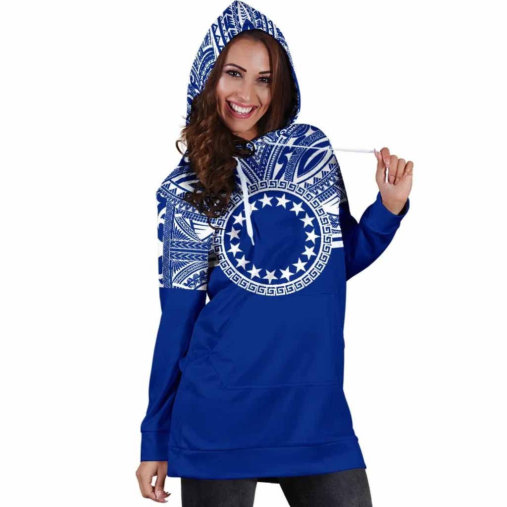 Cook Islands Female Hoodie Dress - Cook Islands Coat Of Arms Polynesian Flag Color