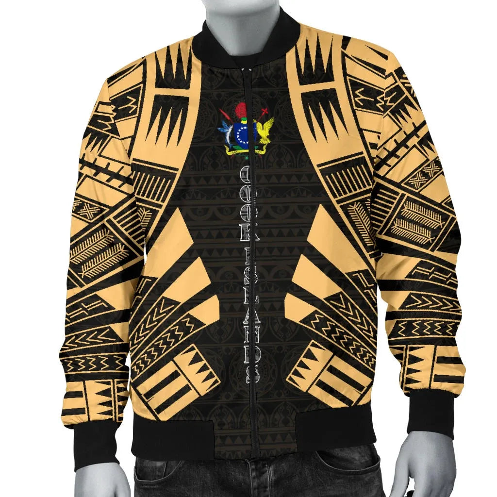Cook Islands Bomber Jackets - Polynesian Tattoo Gold