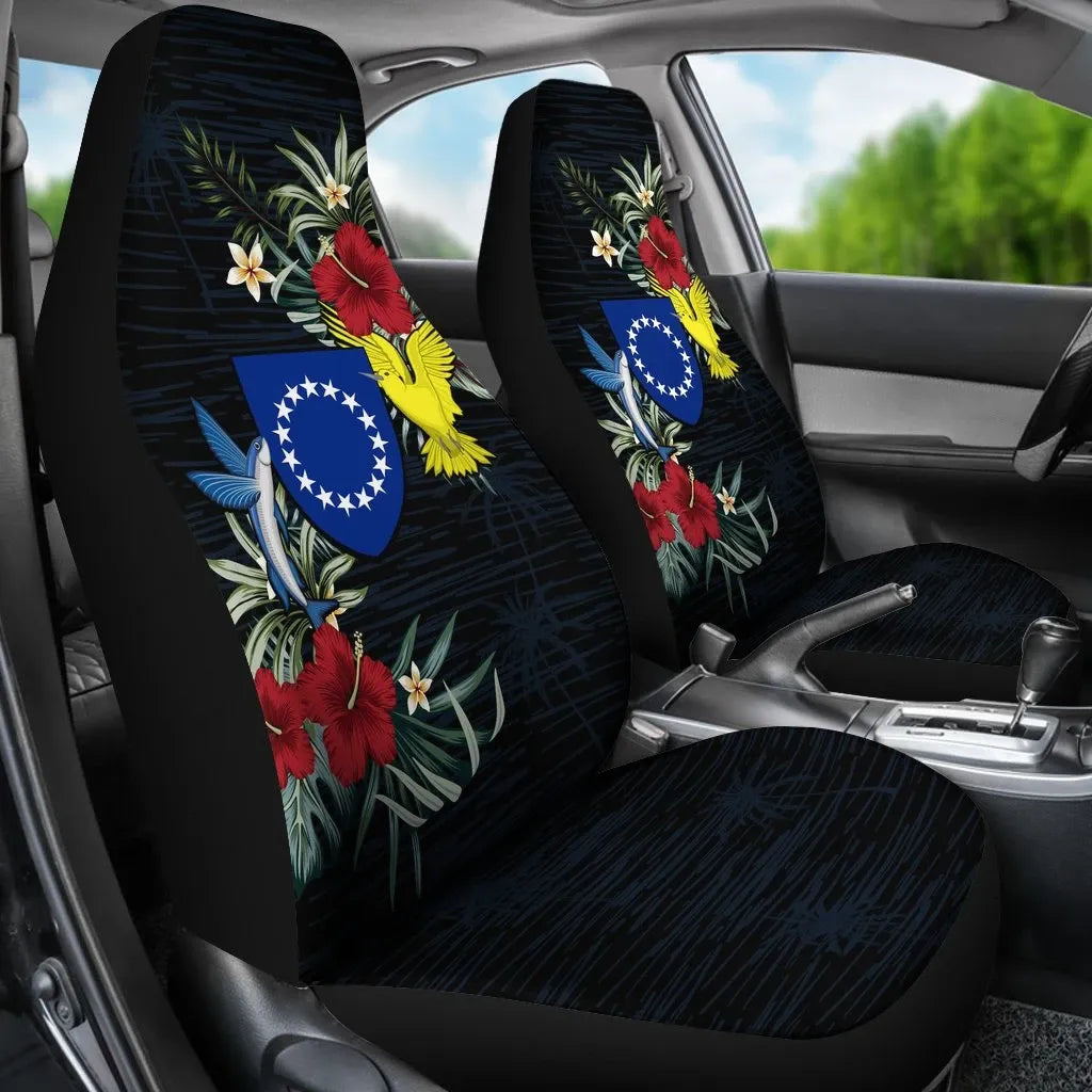 Cook Islands Car Seat Covers - Cook Islands Coat of Arms Hibiscus
