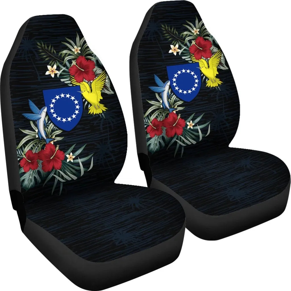 Cook Islands Car Seat Covers - Cook Islands Coat of Arms Hibiscus