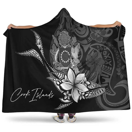 Cook Islands Hooded Blanket - Fish With Plumeria Flowers Style