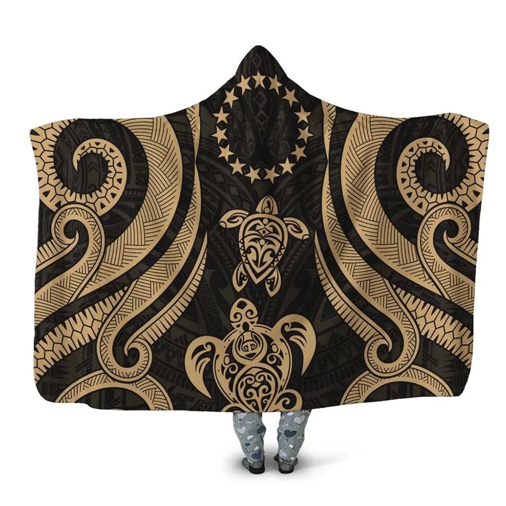 Cook Islands Hooded Blanket - Gold Tentacle Turtle