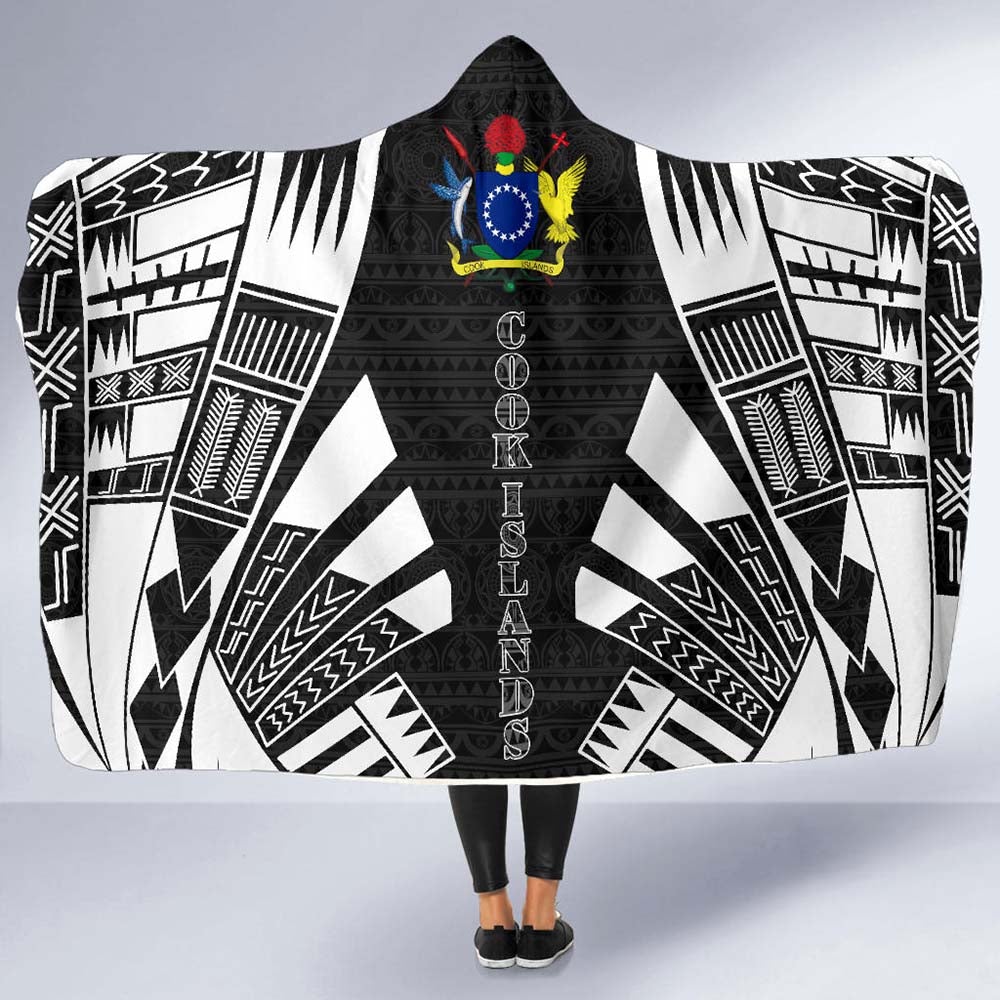 Cook Islands Hooded Blanket - Polynesian Tattoo Black