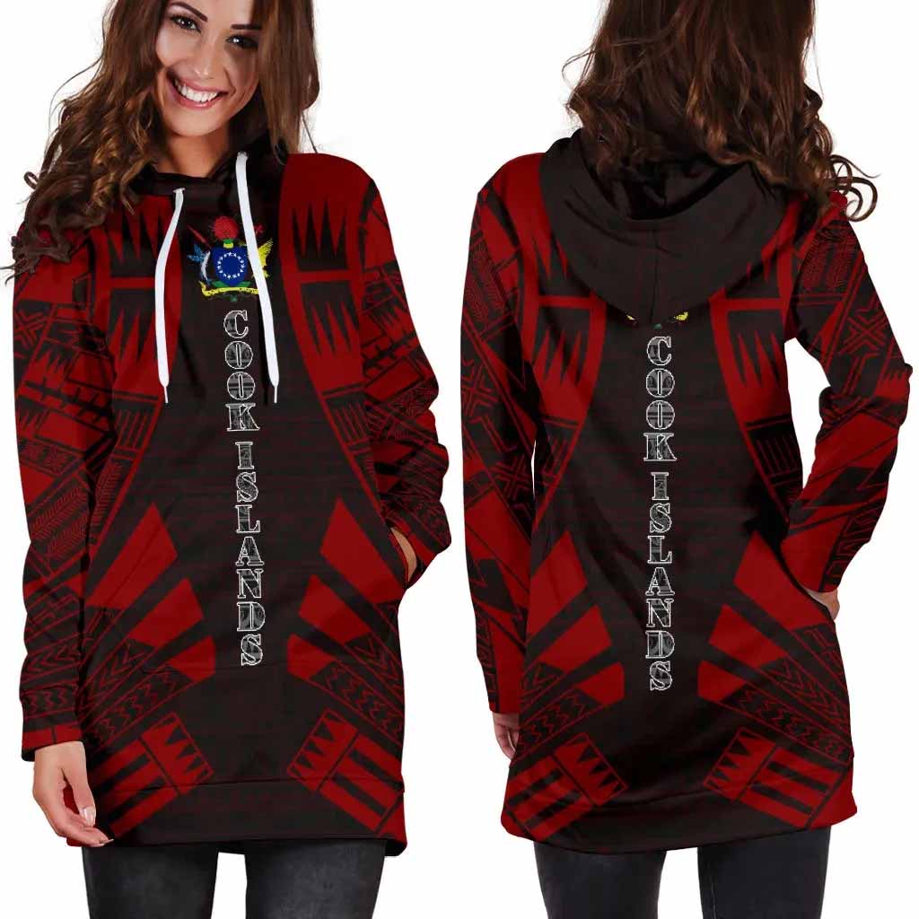 Cook Islands Hoodie Dress - Polynesian Tattoo Red