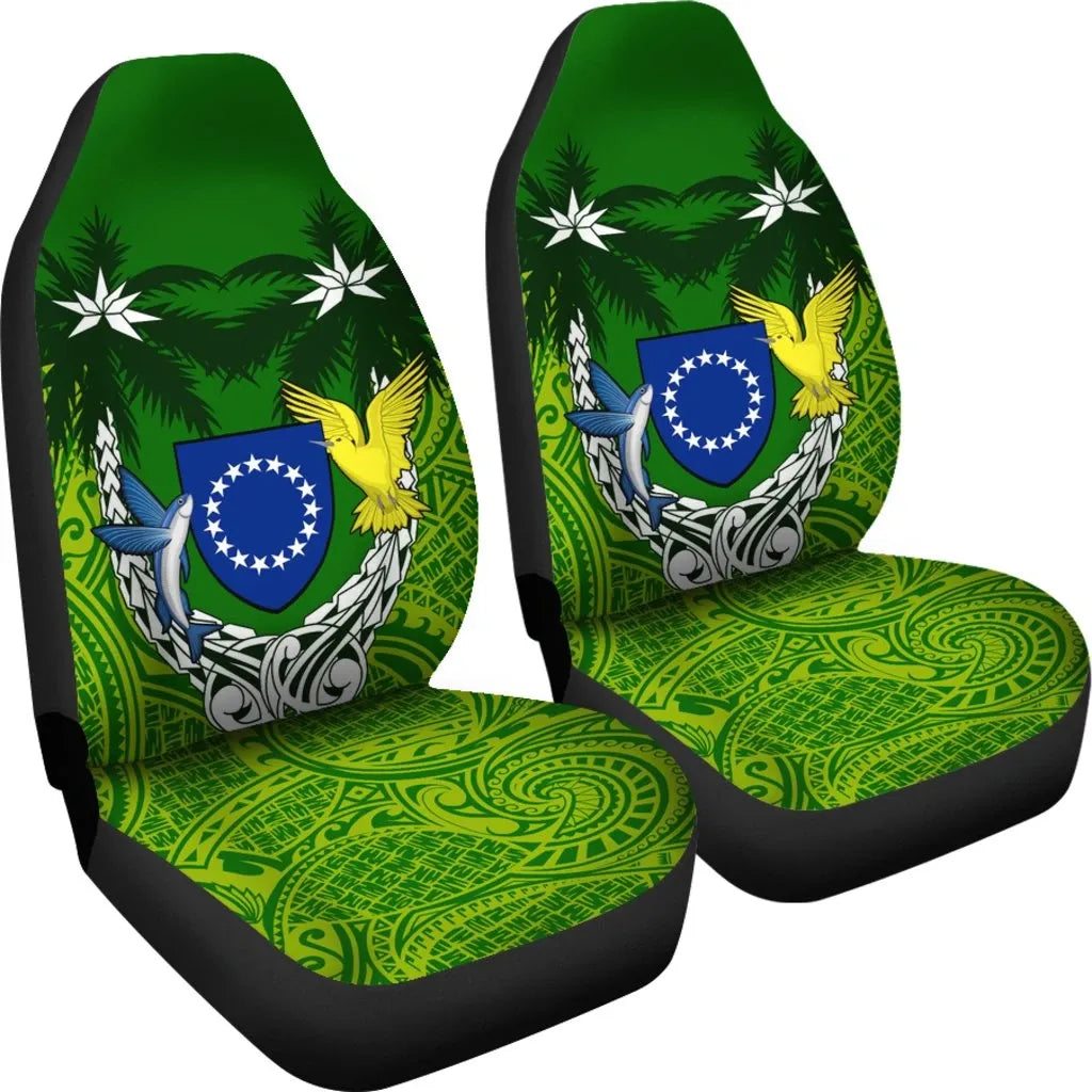 Cook Islands Car Seat Covers - Cook Islands Coat Of Arms Coconut Tree