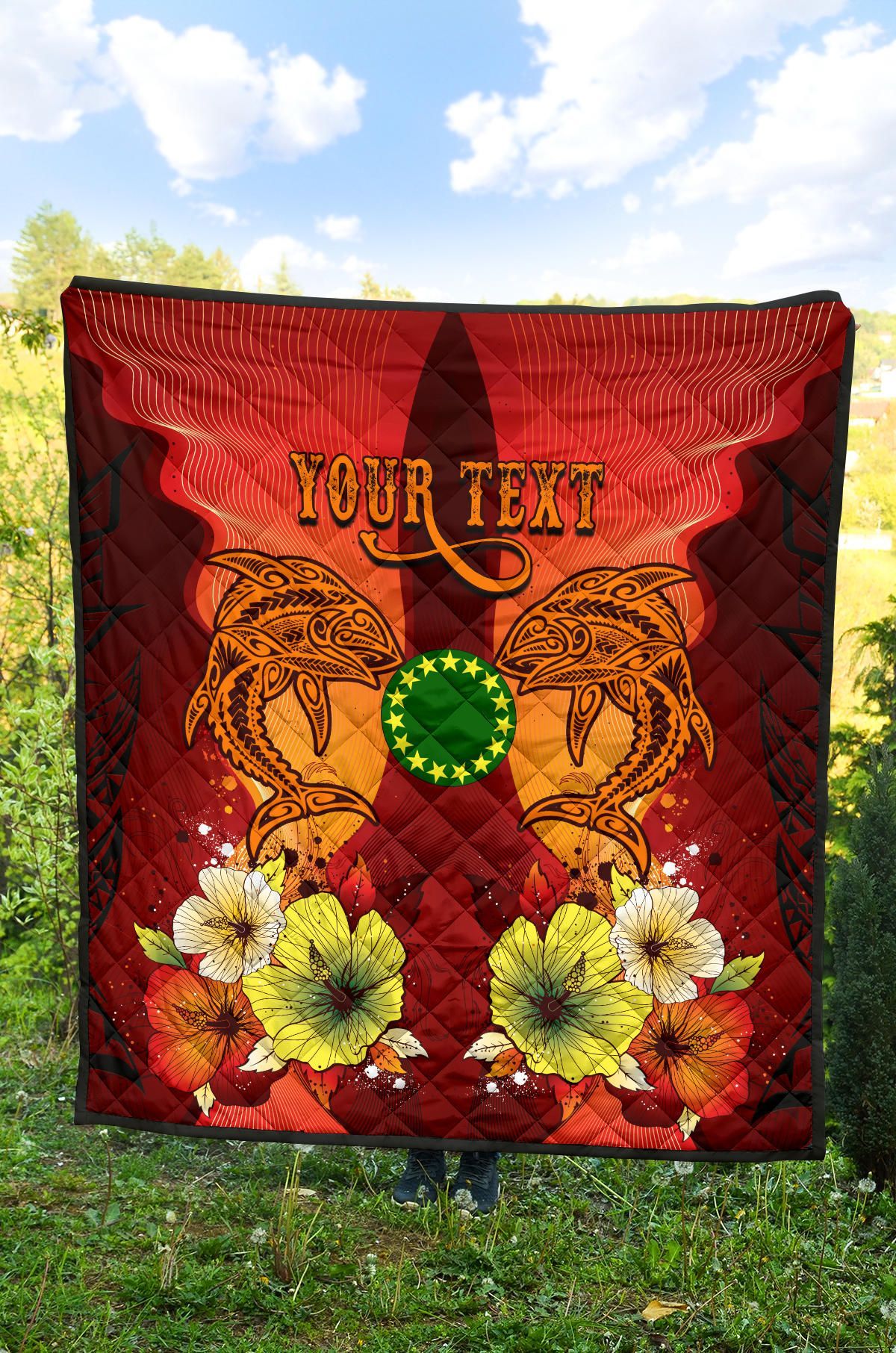 Cook Islands Custom Personalised Premium Quilt - Tribal Tuna Fish