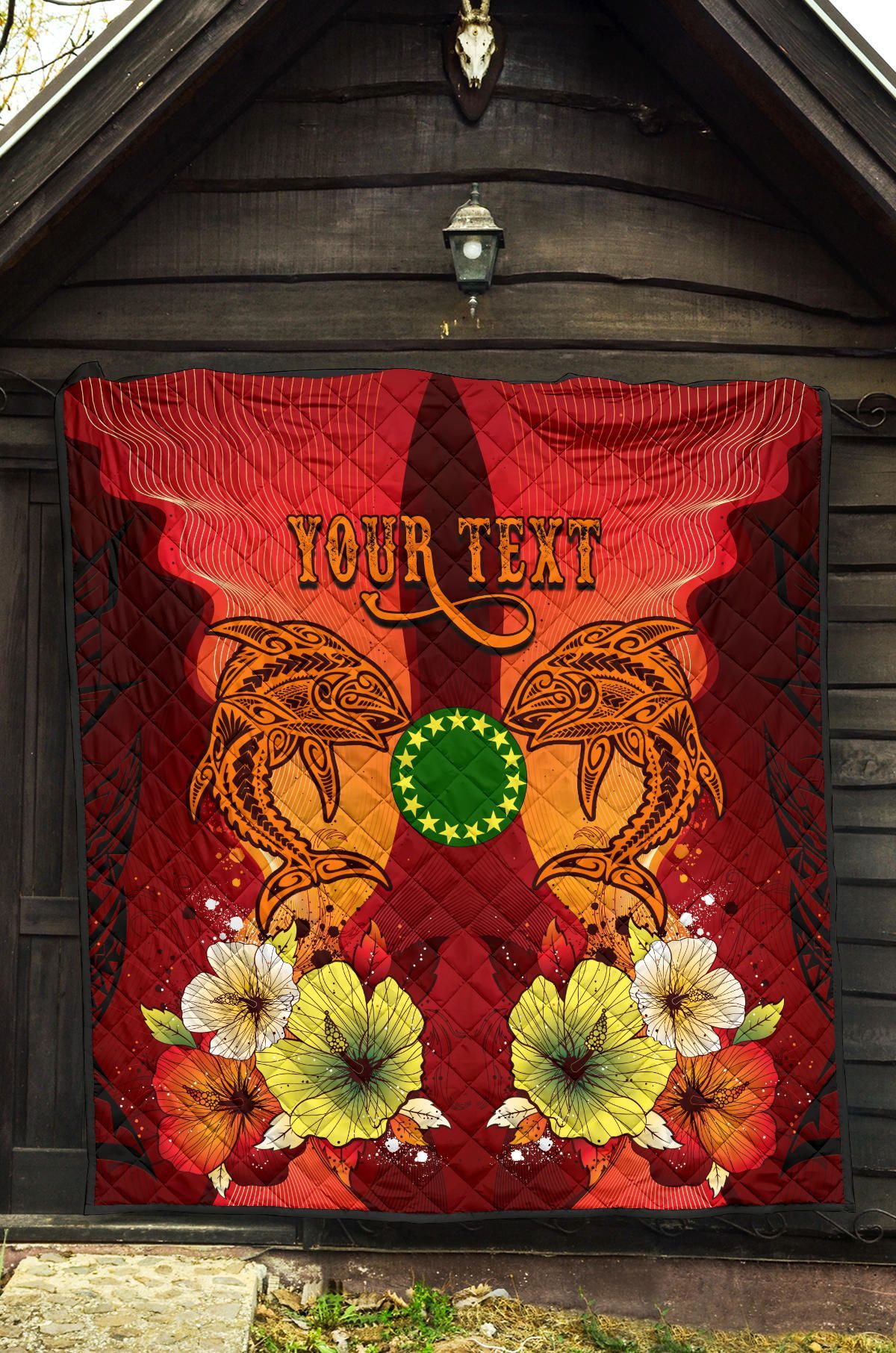 Cook Islands Custom Personalised Premium Quilt - Tribal Tuna Fish