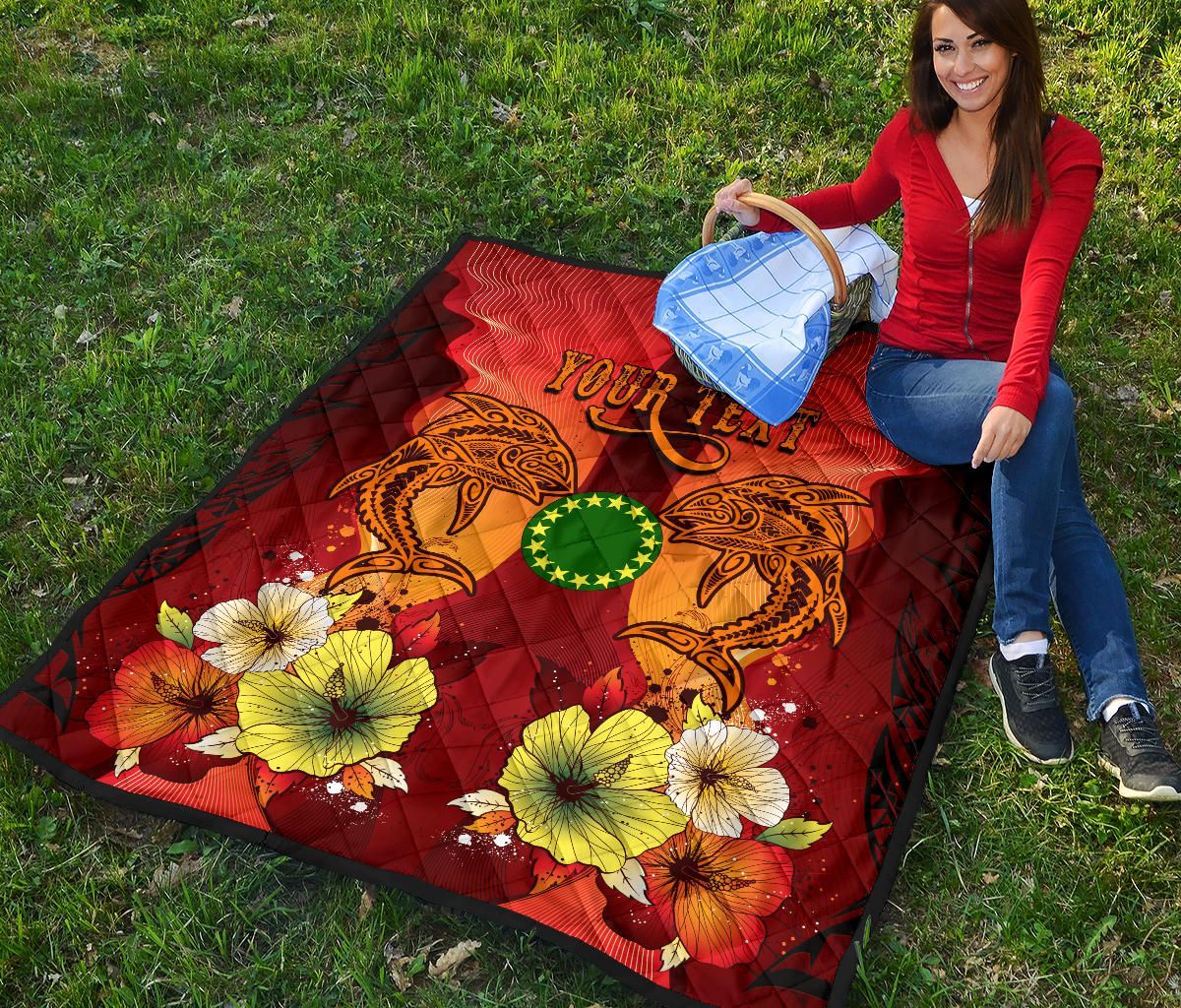 Cook Islands Custom Personalised Premium Quilt - Tribal Tuna Fish