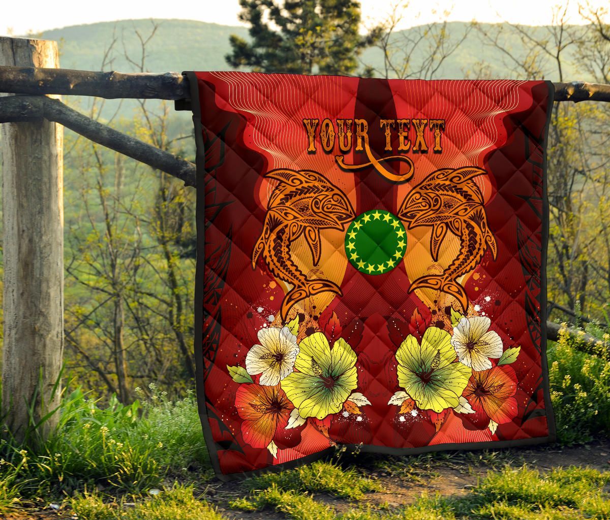 Cook Islands Custom Personalised Premium Quilt - Tribal Tuna Fish