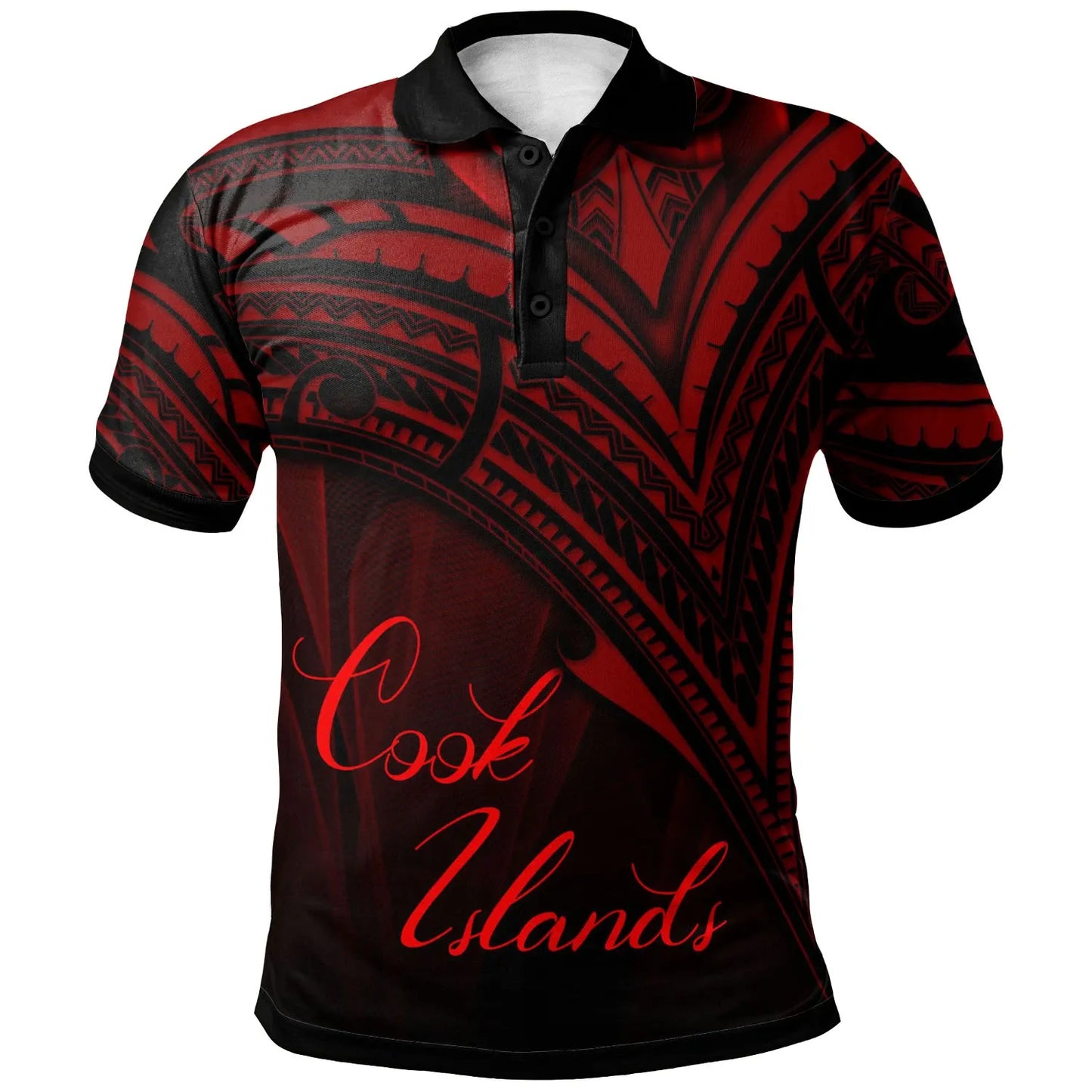 Cook Islands Polo Shirt - Red Color Cross Style