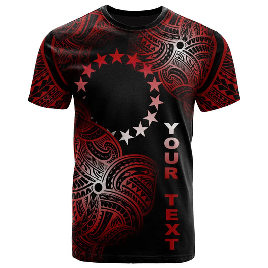 Cook Islands Polynesia Custom Personalized T-Shirt - Cook Islands Tribal Flower Red