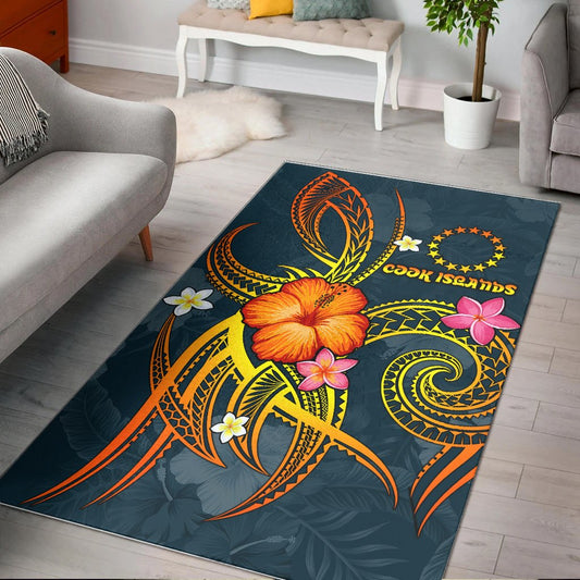 Cook Islandss Polynesian Area Rug - Legend of Cook Islandss (Blue)