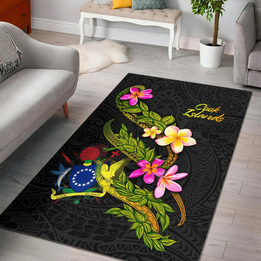 Cook Islandss Polynesian Area Rug - Plumeria Tribal