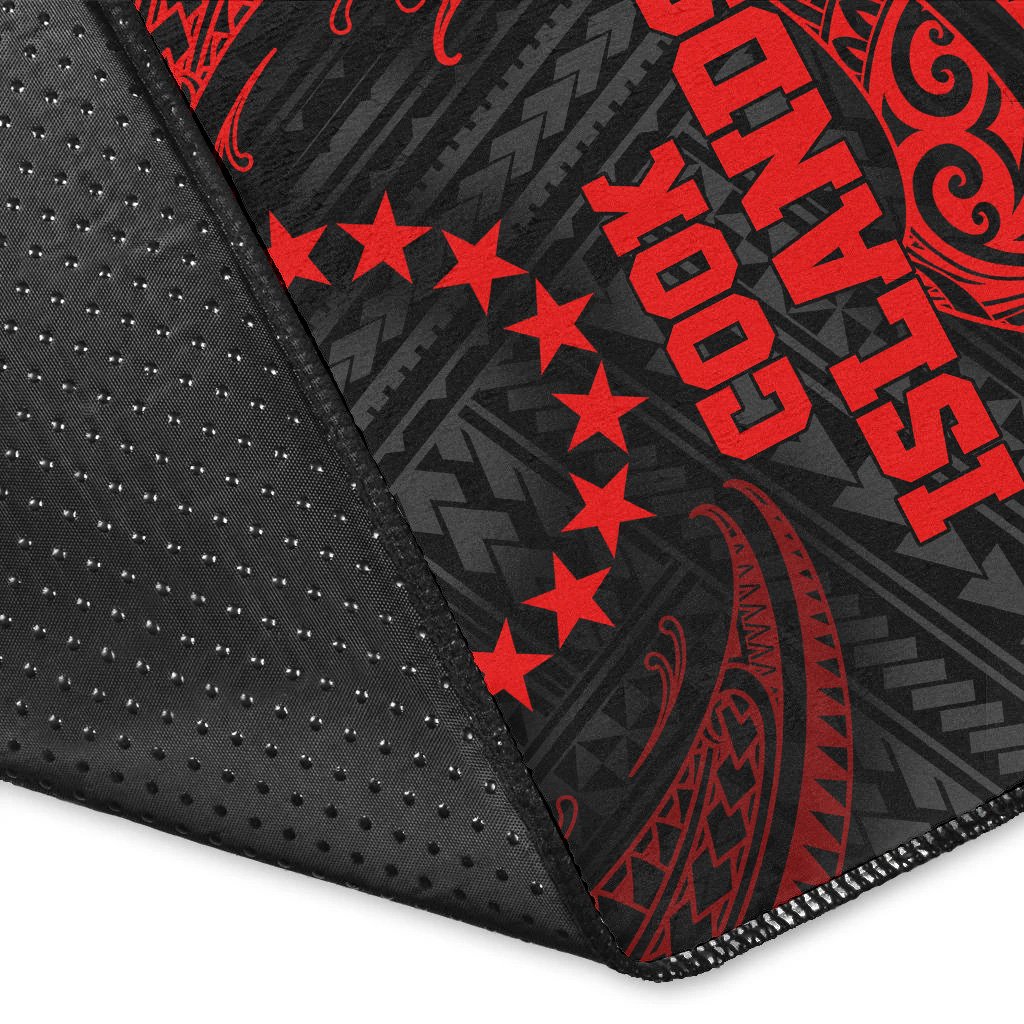 Cook Islandss Polynesian Area Rug - Red Tribal Wave