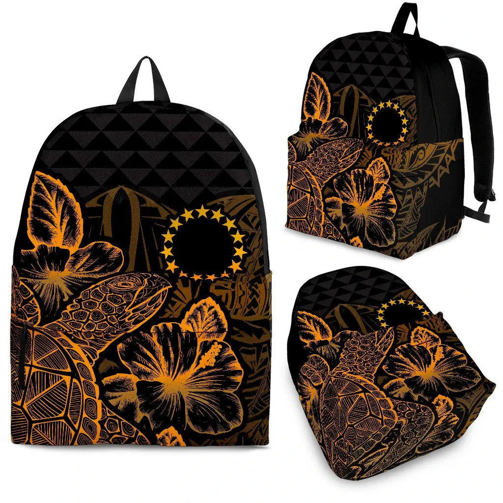 Cook Islands Polynesian Backpack Turtle Hibiscus Gold