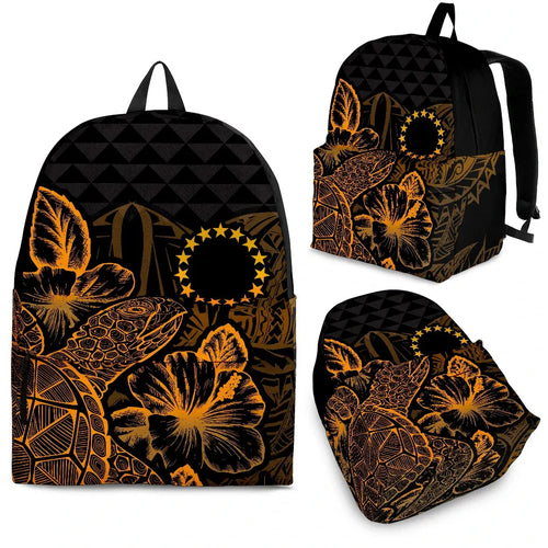 Cook Islands Polynesian Backpack Turtle Hibiscus Gold
