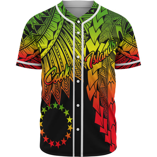 Cook Islands Polynesian Baseball Shirt - Tribal Wave Tattoo Reggae