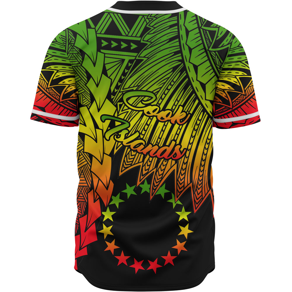 Cook Islands Polynesian Baseball Shirt - Tribal Wave Tattoo Reggae