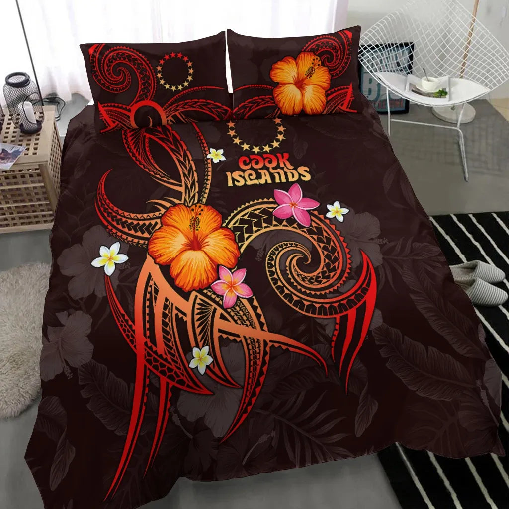 Cook Islands Polynesian Bedding Set - Legend Of Cook Islands (Red)