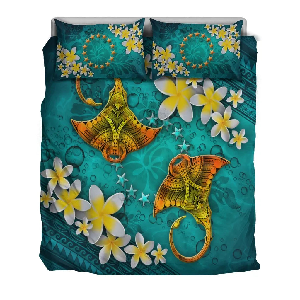 Cook Islands Polynesian Bedding Set - Manta Ray Ocean