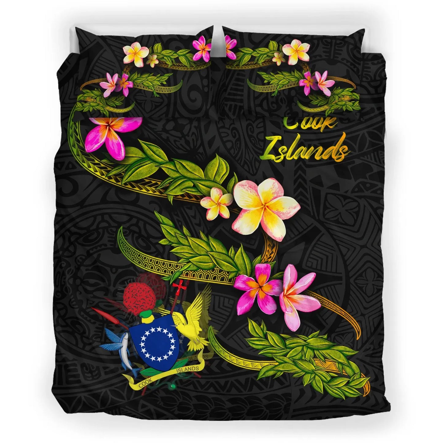 Cook Islands Polynesian Bedding Set - Plumeria Tribal