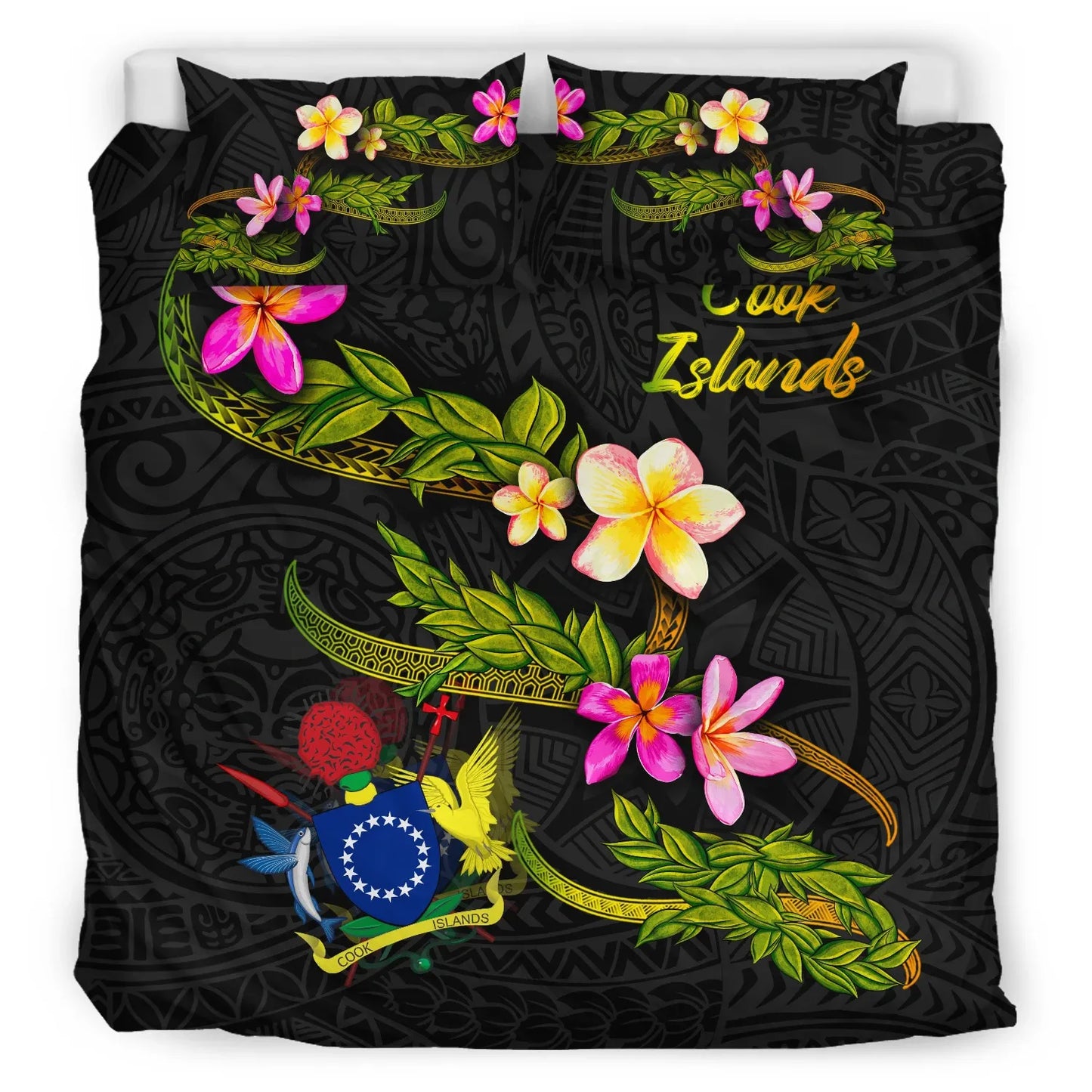 Cook Islands Polynesian Bedding Set - Plumeria Tribal
